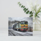 Diesellocomotief voor treinlappen briefkaart (Staand voorkant)