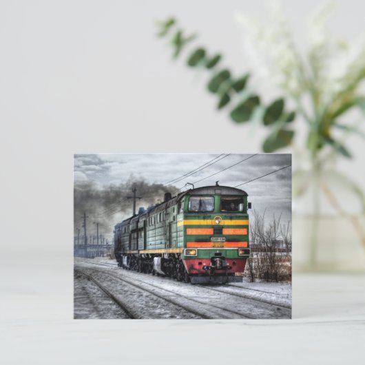 Diesellocomotief voor treinlappen briefkaart (Staand voorkant)