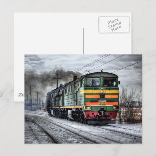 Diesellocomotief voor treinlappen briefkaart (Voorkant / Achterkant)