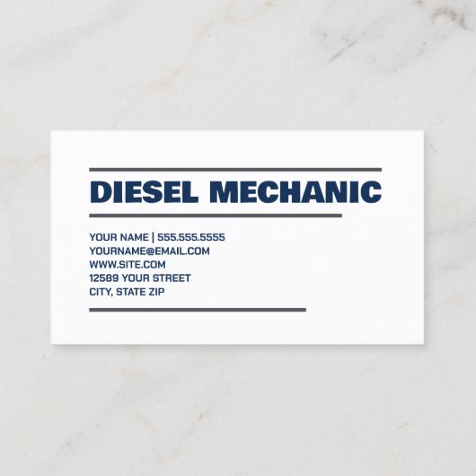 Dieselmechanisme Visitekaartje (Achterkant)