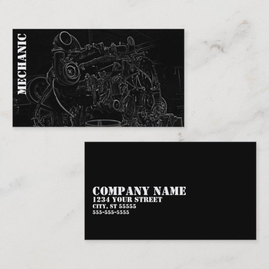 Dieselmotor Vierkant mechanisch Visitekaartje (Voorkant / Achterkant)