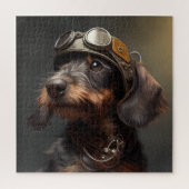 Dieselpunk Wirehaire Dachshund Steampunk Goggles Legpuzzel (Verticaal)