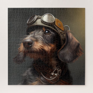 Dieselpunk Wirehaire Dachshund Steampunk Goggles Legpuzzel