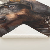 Dieselpunk Wirehaire Dachshund Steampunk Goggles Sherpa Deken (3/4)