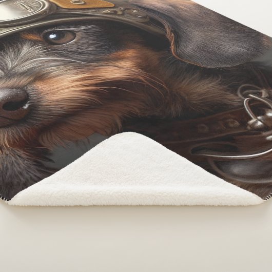 Dieselpunk Wirehaire Dachshund Steampunk Goggles Sherpa Deken (3/4)