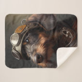 Dieselpunk Wirehaire Dachshund Steampunk Goggles Sherpa Deken (Voorkant (horizontaal))