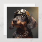 Dieselpunk Wirehaire Dachshund Steampunk Kaart (Voorkant / Achterkant)