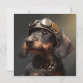 Dieselpunk Wirehaire Dachshund Steampunk Kaart (Voorkant)