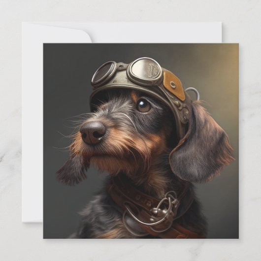Dieselpunk Wirehaire Dachshund Steampunk Kaart (Voorkant)