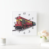 Dieseltrein geanimeerd vierkante klok (Huis)