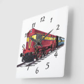 Dieseltrein geanimeerd vierkante klok (Hoek)