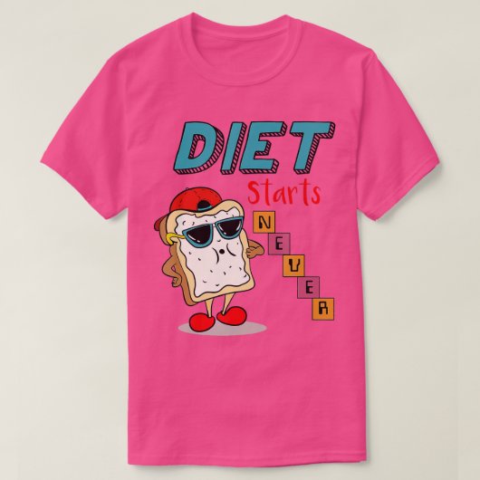 Diet begint nooit zonder gewicht Gym Powerlif T-shirt (Design voorkant)