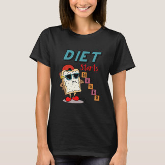 Diet begint nooit zonder gewicht t-shirt