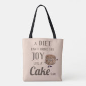 Diet Joy of Chocolate Cake Funny Slogan Witty Tote Bag (Achterkant)