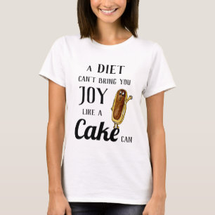 Diet verses Chocolate Eclair Funny Quirky Cake Pun T-shirt