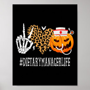 Dietary Manager Peace Love Pumpkin Grappig Hallowe Poster