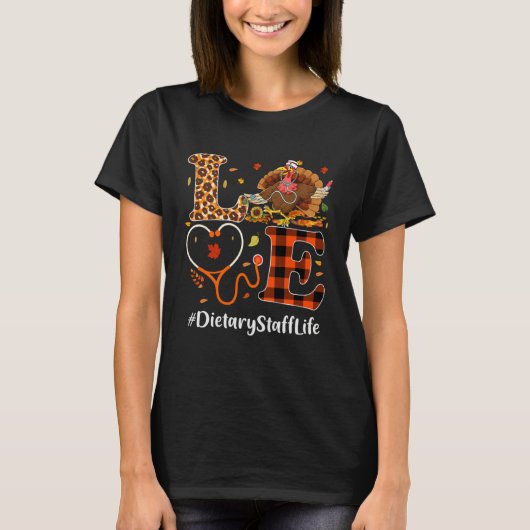 Dietary Staff Love Thanksgiving Leopard  Turkey T-shirt (Voorkant)