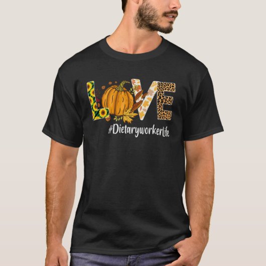 Dietary worker Love Fall Pumpkin leopard Halloween T-shirt (Voorkant)