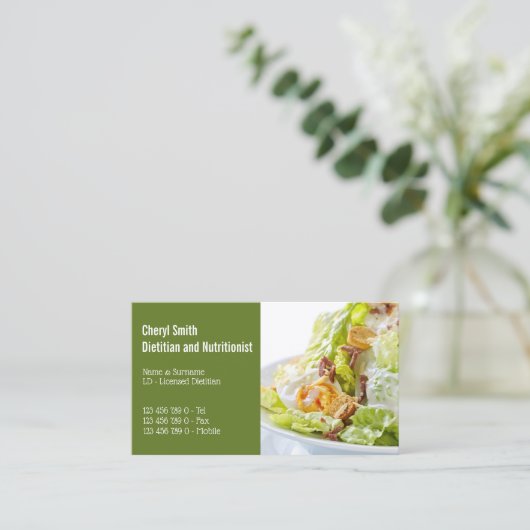 Dietiaan gezonde Caesar salad-eibaconsla Visitekaartje (Staand voorkant)
