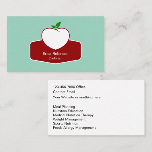 Dietician Weight Management Business Cards Visitekaartje (Voorkant / Achterkant)