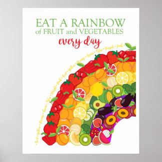 Dieticien eten een regenbooggezonde vrucht en Veg  Poster