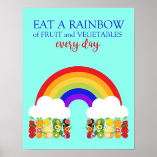 Dieticien eten een regenbooggezonde vrucht en Veg  Poster