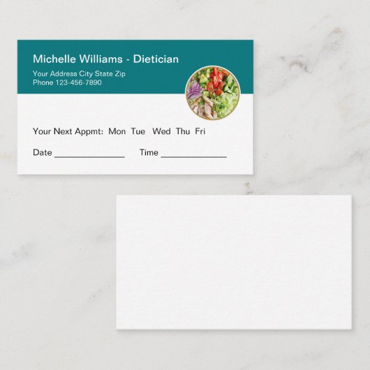 Dieticien Nutritionist Benoeming Visitekaartjes Afsprakenkaartje (Voorkant / Achterkant)