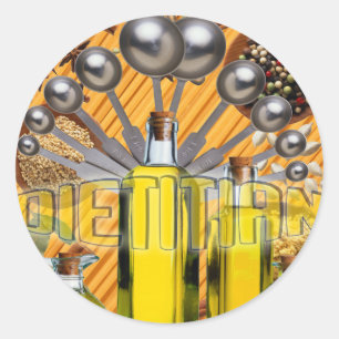 DIETISCHE VOEDSELKLLAGE RONDE STICKER