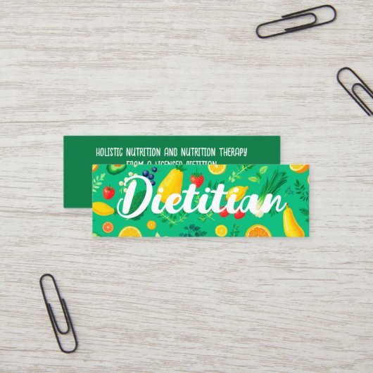 diëtist mini visitekaartje (Voorkant / Achterkant in situ)