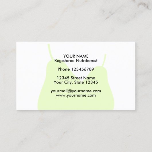 Dietist voedingsdeskundige groene perenvrucht logo visitekaartje (Achterkant)
