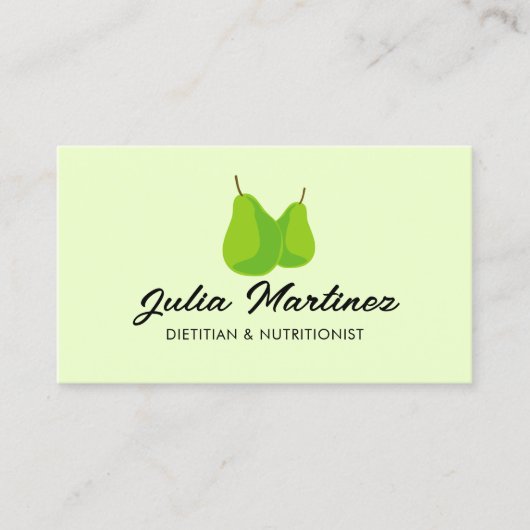Dietist voedingsdeskundige groene perenvrucht logo visitekaartje (Voorkant)