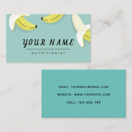 Diëtiste Voedingsdeskundige Teken Bananen Schattig Visitekaartje (Voorkant / Achterkant)