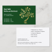 Dietitiaanse boom van het leven faux goudgroen visitekaartje (Voorkant / Achterkant)