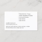 Dietitiaanse boom van het leven faux goudgroen visitekaartje (Achterkant)