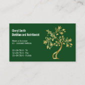 Dietitiaanse boom van het leven faux goudgroen visitekaartje (Voorkant)