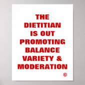 Dietitian is uit ...Evenwicht tussen variëteit en  Poster (Voorkant)