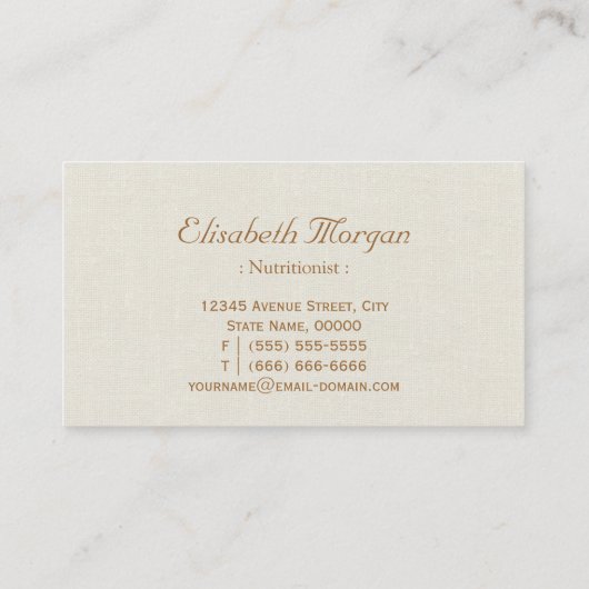 Dietitian Nutritionist - Burlap Floral Wreath Visitekaartje (Achterkant)