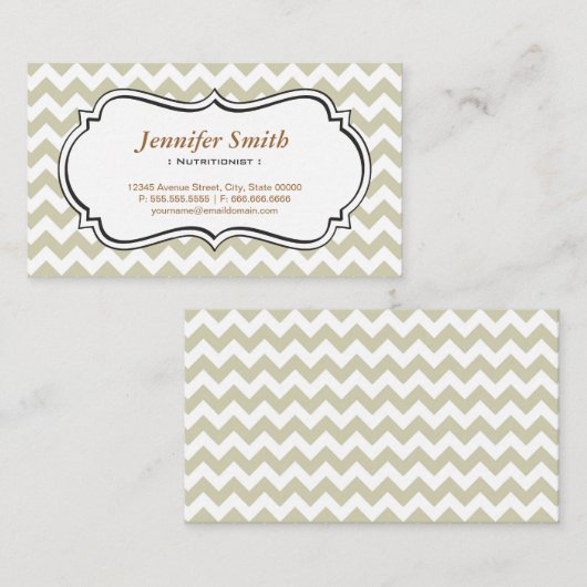Dietitian Nutritionist - Chevron Simple Jasmine Visitekaartje (Voorkant / Achterkant)