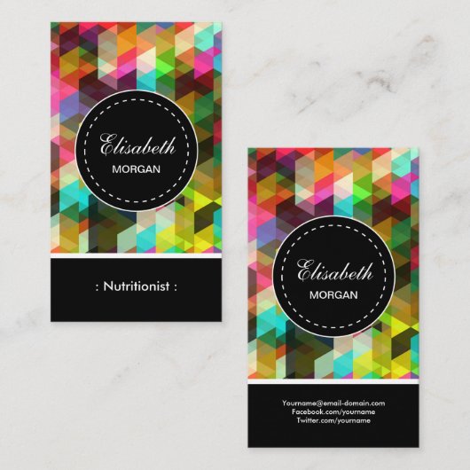 Dietitian Nutritionist - Colorful Mosaic Pattern Visitekaartje (Voorkant / Achterkant)