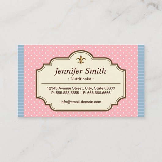 Dietitian Nutritionist - Cute Polka Dots Visitekaartje (Voorkant)