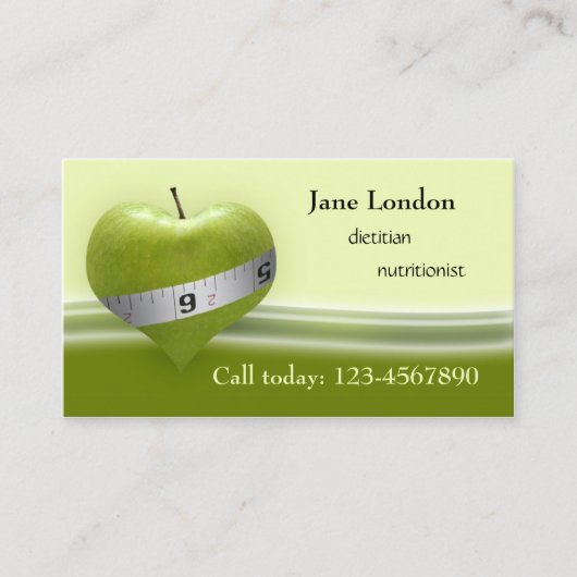Dietitian Nutritionist Green Heart Visitekaartje (Voorkant)