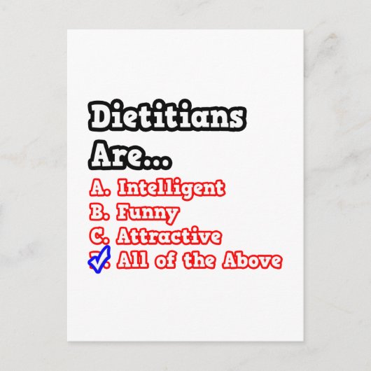 Dietitian Quiz... Joke Briefkaart (Voorkant)
