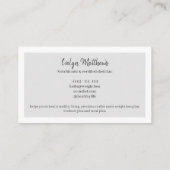 Diëtititische voedingskunstenaar grijze foto's roo visitekaartje (Achterkant)