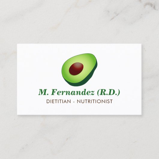 Dietitititian nutritionist avocado logo visitekaar visitekaartje (Voorkant)