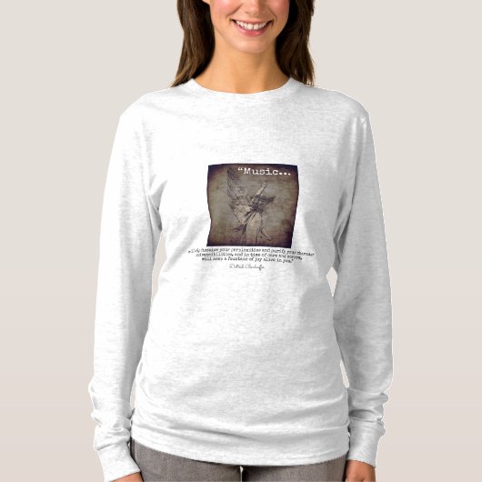 Dietrich Bonhoeffer muziekquote T-shirt (Voorkant)