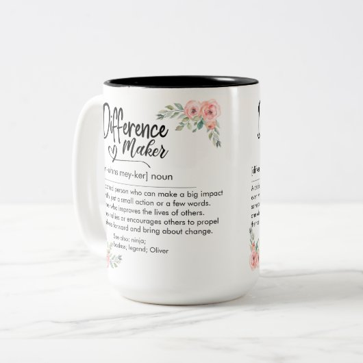 Difference Maker Definition Appreciation for her Tweekleurige Koffiemok (Voorkant links)
