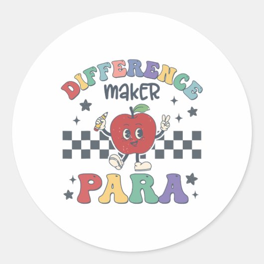Difference Maker Para Teacher Paraprofessional Par Ronde Sticker (Voorkant)