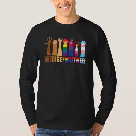 Different Animal Paws We Rise Together T-shirt (Voorkant)