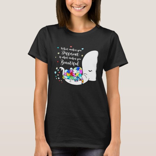 Different Beautiful Autism Awareness Puzzle Piece T-shirt (Voorkant)