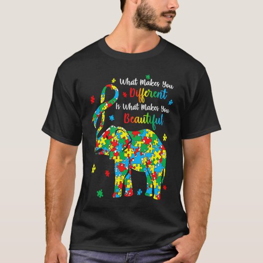 Different Beautiful Autism Awareness Puzzle Piece  T-shirt (Voorkant)